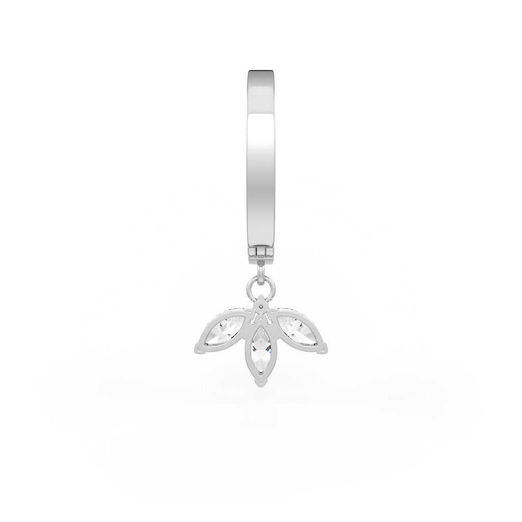 White Gold Eternity Hoop Featuring Lotus Charm