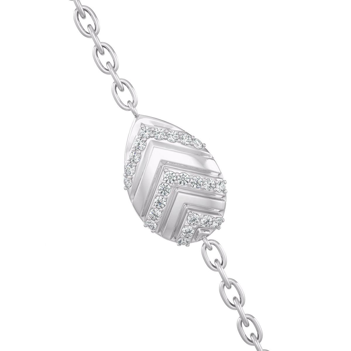 Collier en or blanc 18 carats serti de diamants 1,20 ct et orné de pétales de nénuphar.