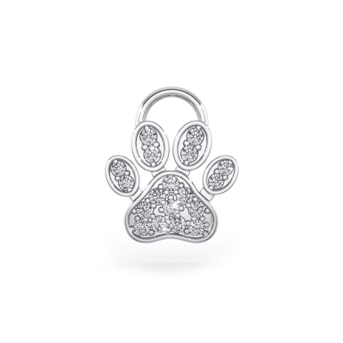 Orecchini a cerchio con ciondolo a forma di zampa di diamante in oro bianco