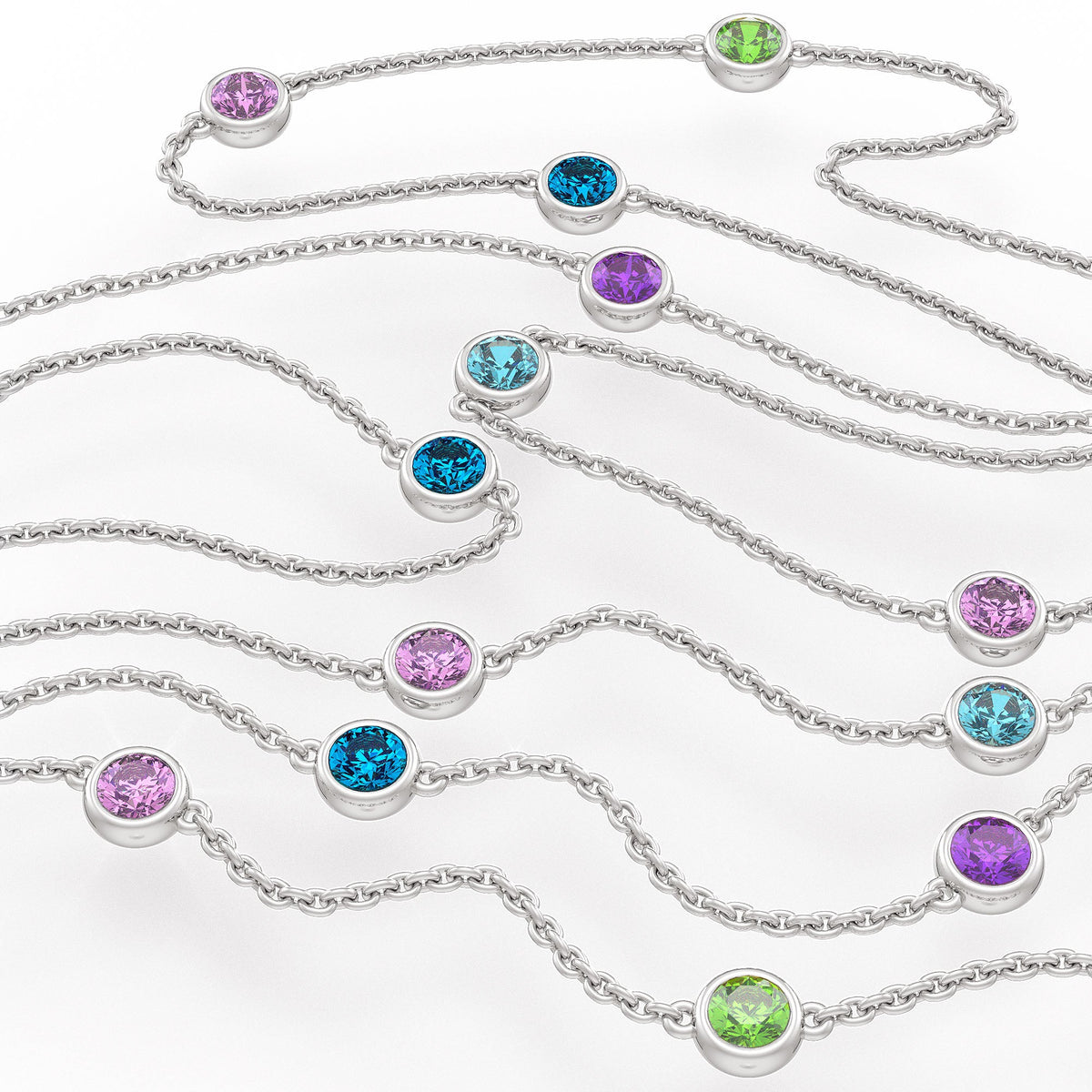 Topaz and Pink Sapphire Necklace in 18ct White Gold