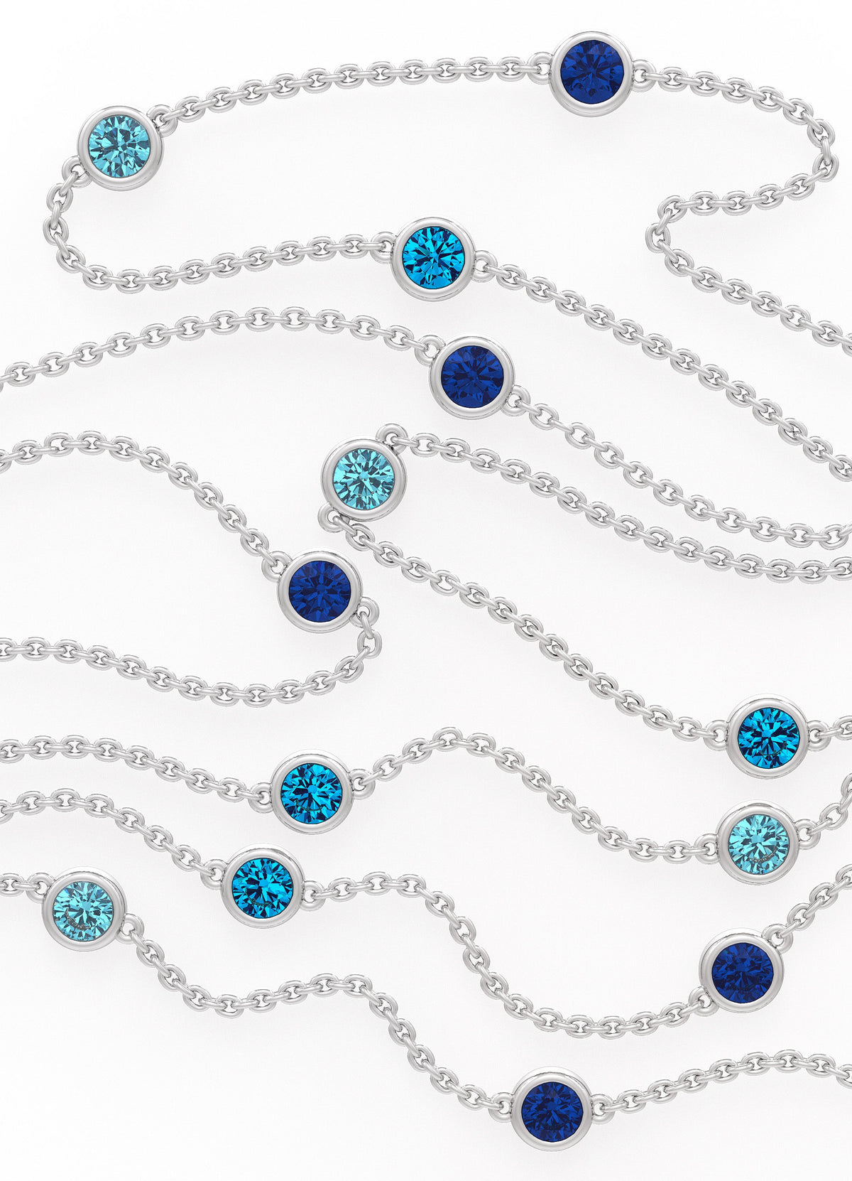 Elegant 18ct white gold blue gemstone necklace