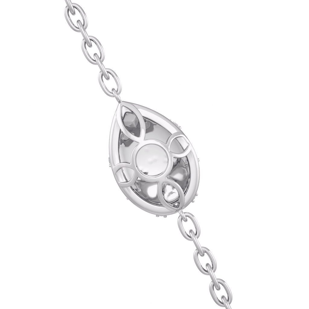 Collier en or blanc 18 carats serti de diamants 1,20 ct et orné de pétales de nénuphar.