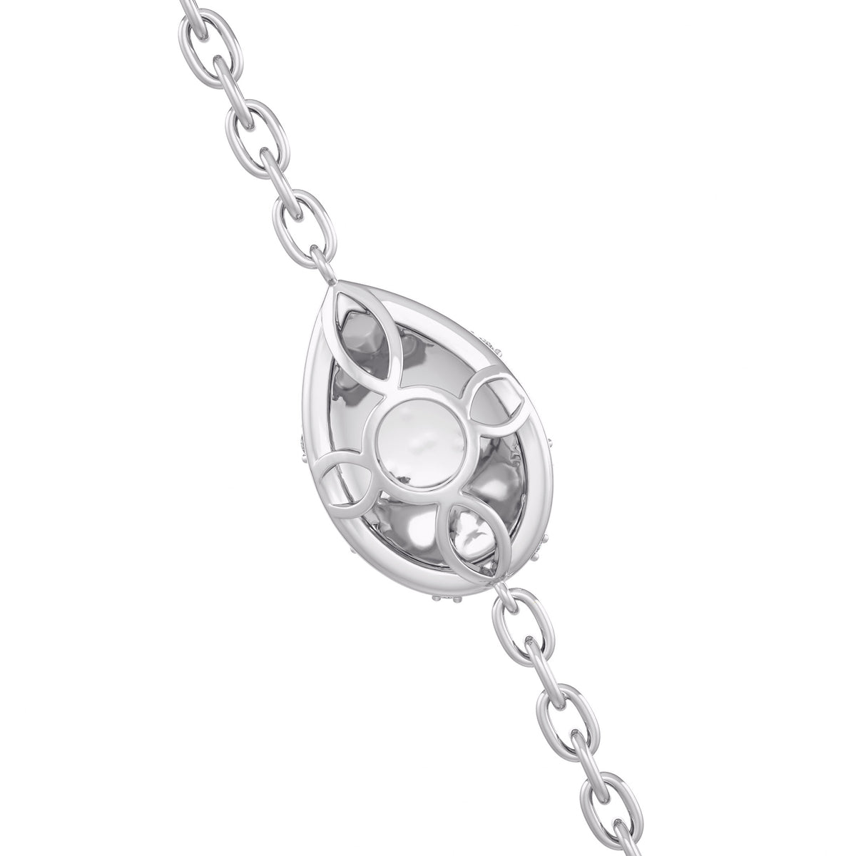 Collier en or blanc 18 carats serti de diamants 1,20 ct et orné de pétales de nénuphar.