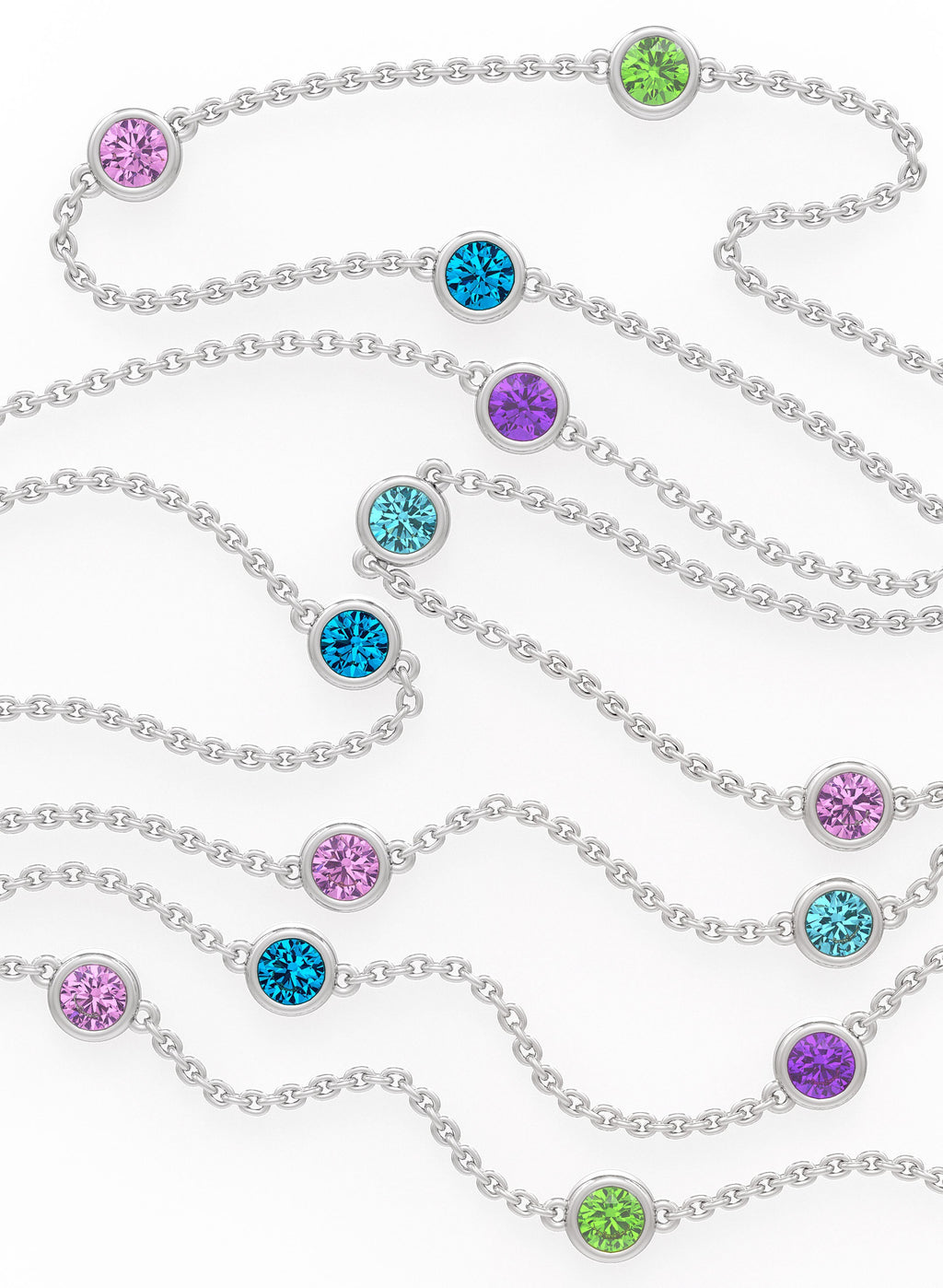 Colourful Gemstone Necklace with Topaz and Pink Sapphire