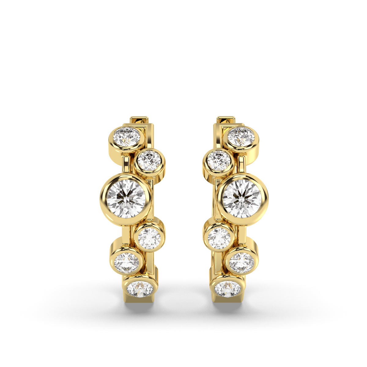 0.50ct Diamond Bubble Hoop Earrings Yellow Gold