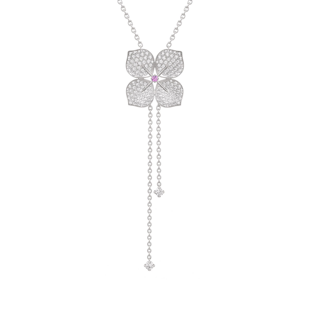 Diamond Necklace Hydrangea Flower 1.80ct 18ct White Gold