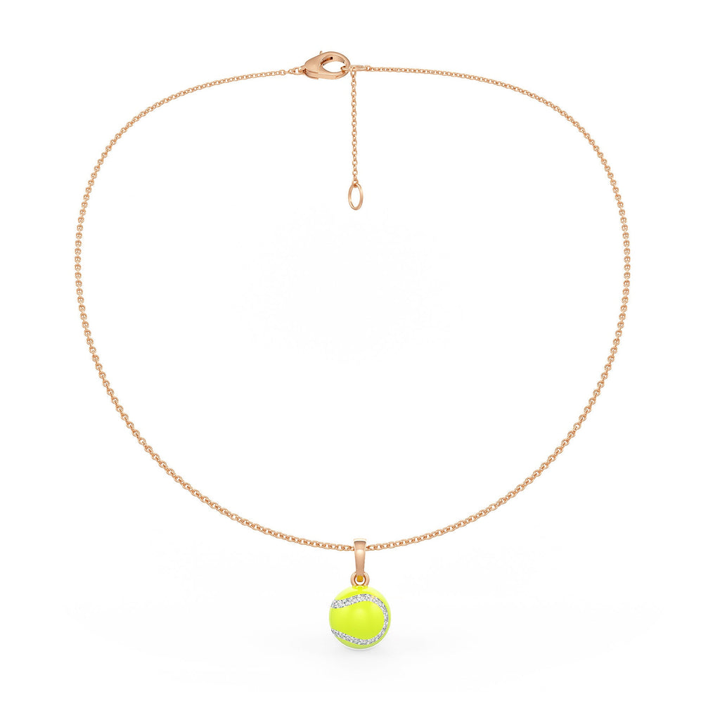 Diamond Tennis Ball Pendant in Rose Gold 0.25ct (without chain) with Enamel