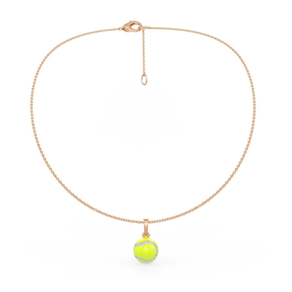 Diamond Tennis Ball Pendant in Rose Gold 0.25ct (without chain) with Enamel
