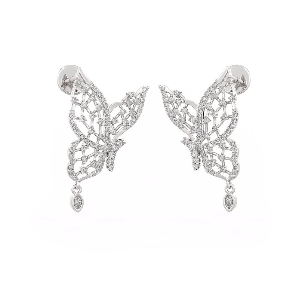 Elegant white gold butterfly studs