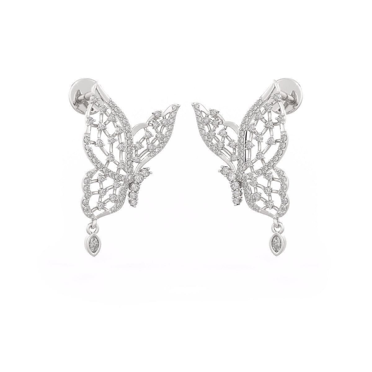 Elegant white gold butterfly studs