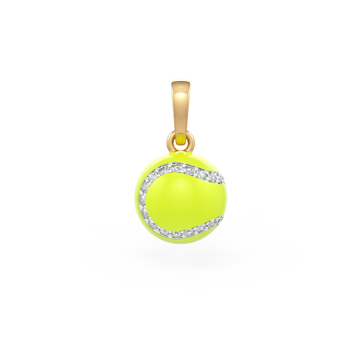 Diamond Tennis Ball Pendant in Yellow Gold 0.25ct (without chain) with Enamel