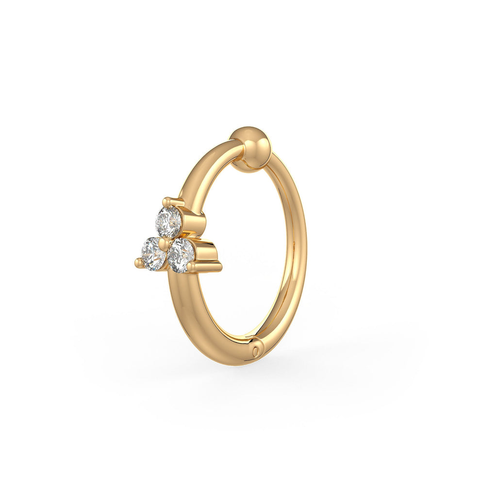 18ct Yellow Gold Diamond Nose Hoop Ring
