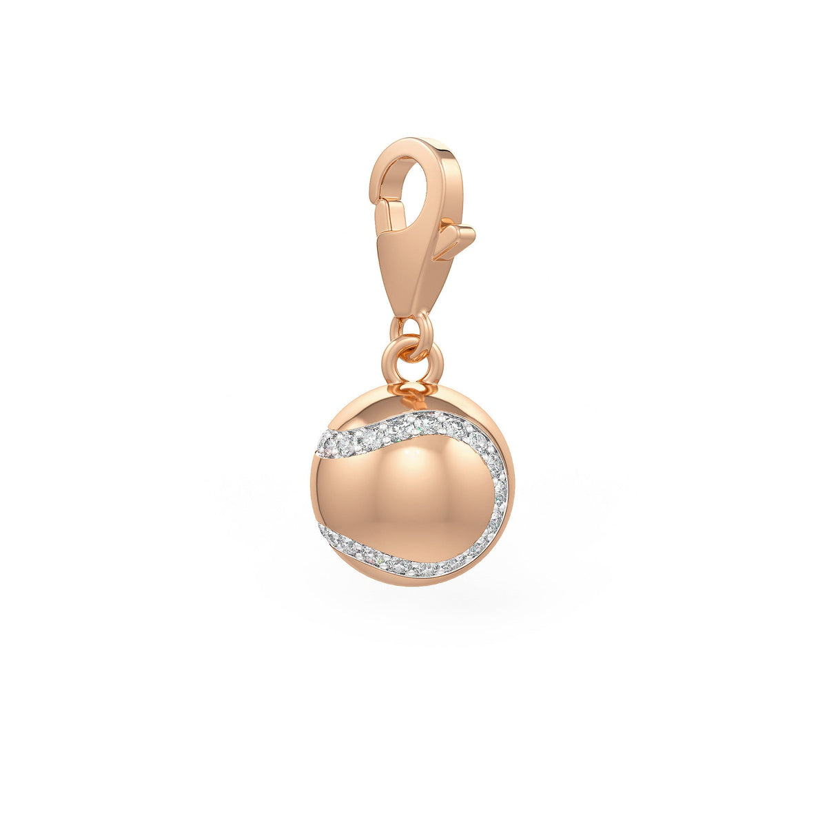 Diamond Tennis Ball Charm 0.25ct in Rose Gold