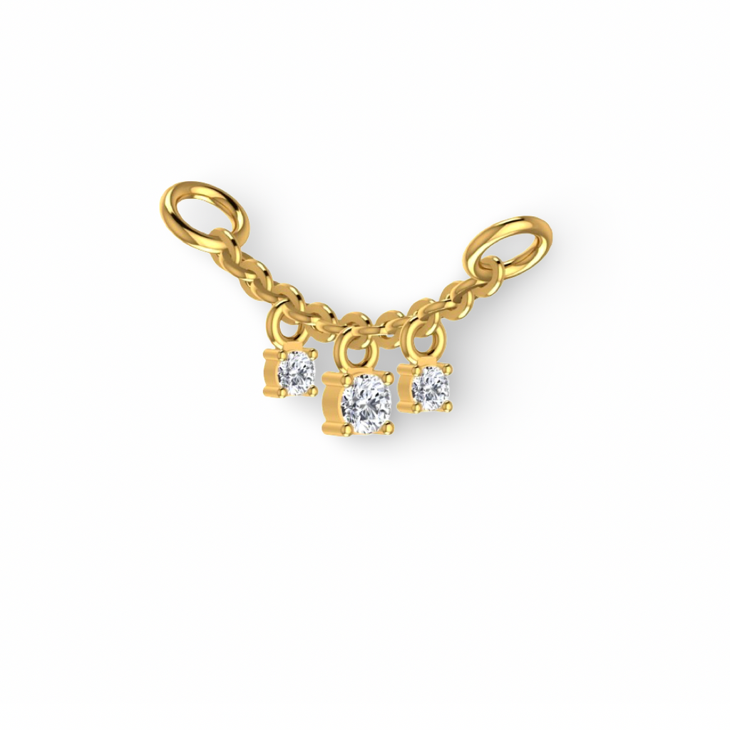 Cervin Blanc diamond connector charm chain in 18ct yellow gold, fine jewelry necklace with sparkling diamond accents.