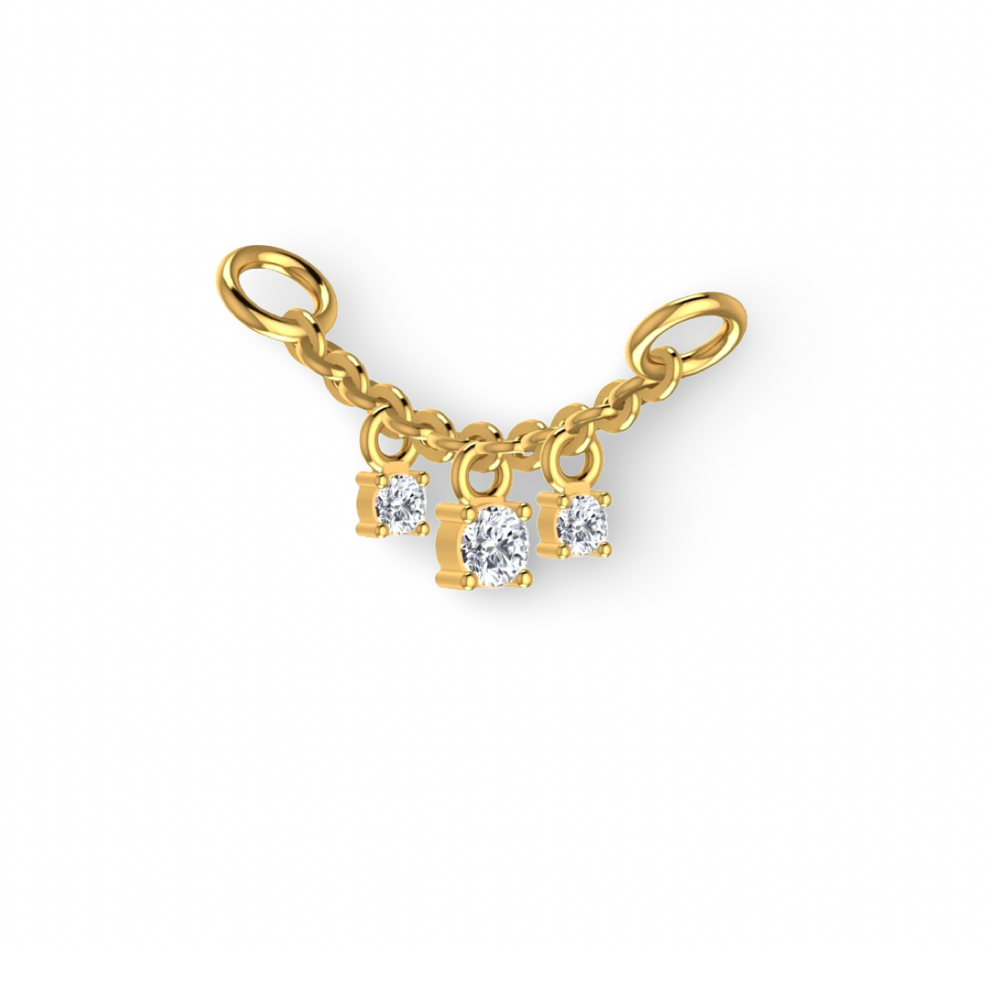 Cervin Blanc diamond connector charm chain in 18ct yellow gold, fine jewelry necklace with sparkling diamond accents.