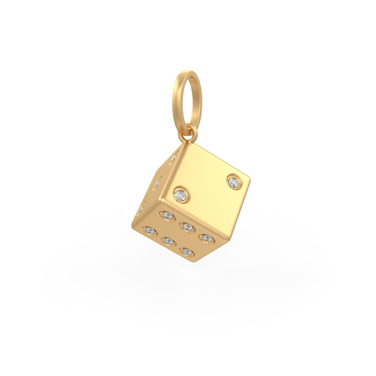 Luxury gold dice pendant with diamonds