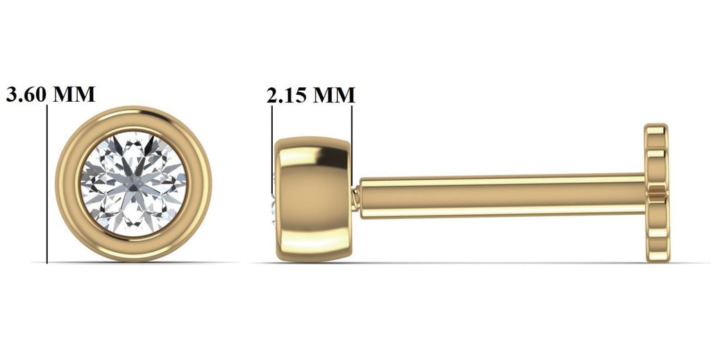 Clou de nez solitaire en or jaune 18 carats avec diamant de 0,06 carat VS, serti Seth