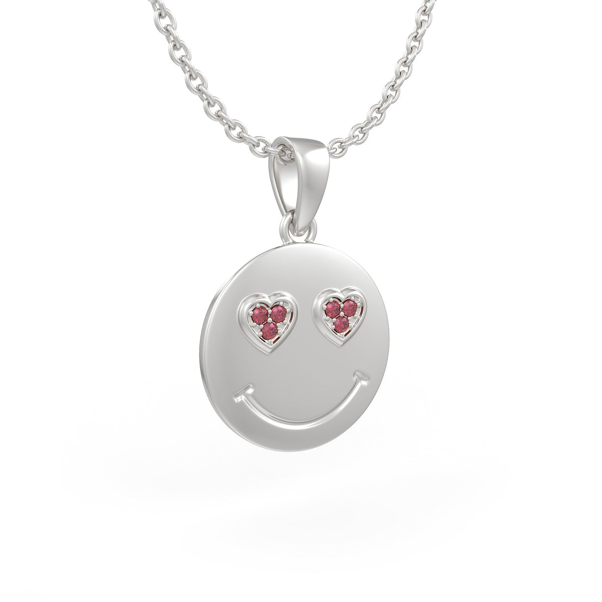 Sparkling diamond emoji necklace with smiley face design