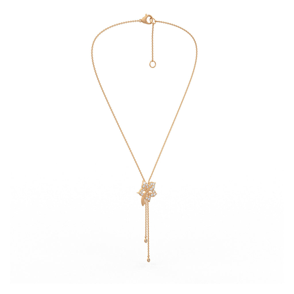 Time Capsule Diamond Flower Lariat Necklace in 18K Rose Gold