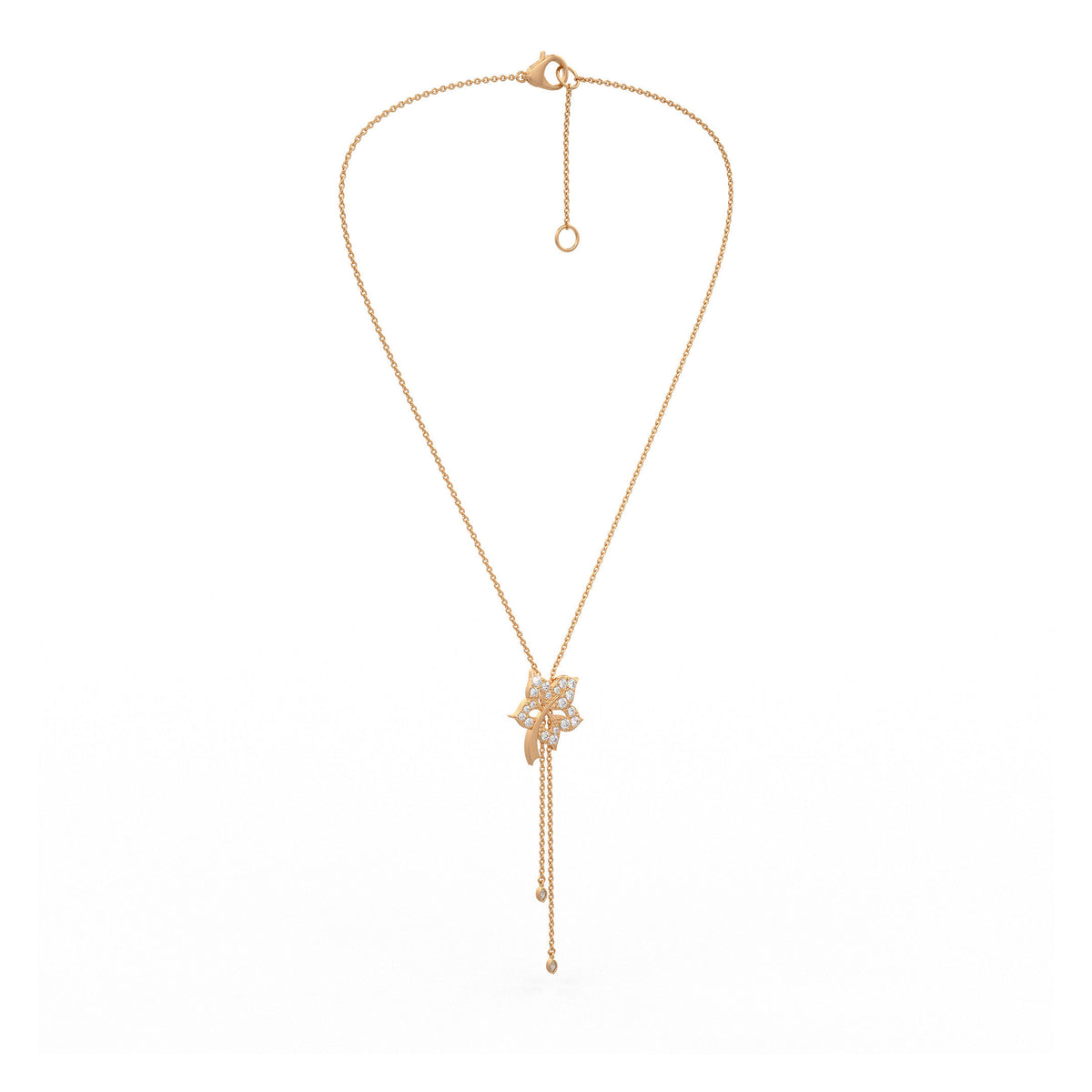Time Capsule Diamond Flower Lariat Necklace in 18K Rose Gold