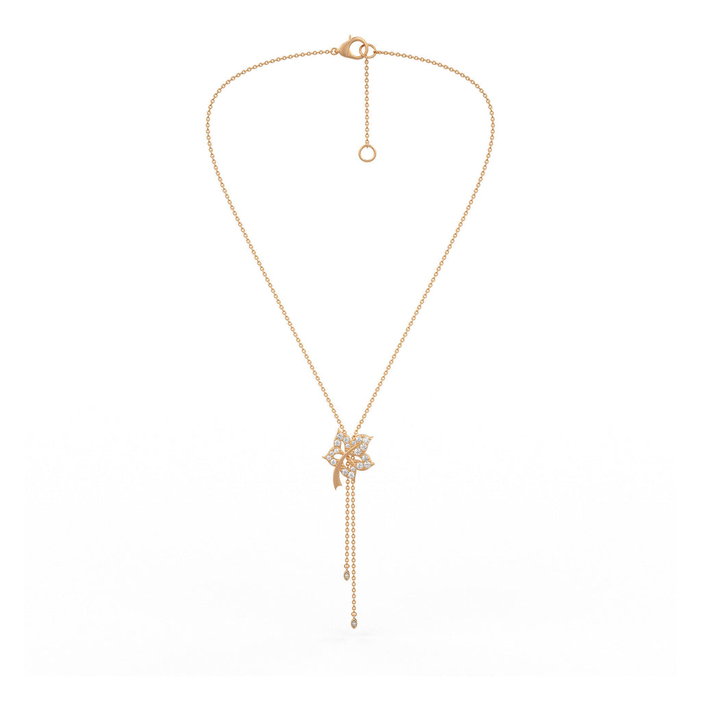 Time Capsule Diamond Flower Lariat Necklace in 18K Rose Gold
