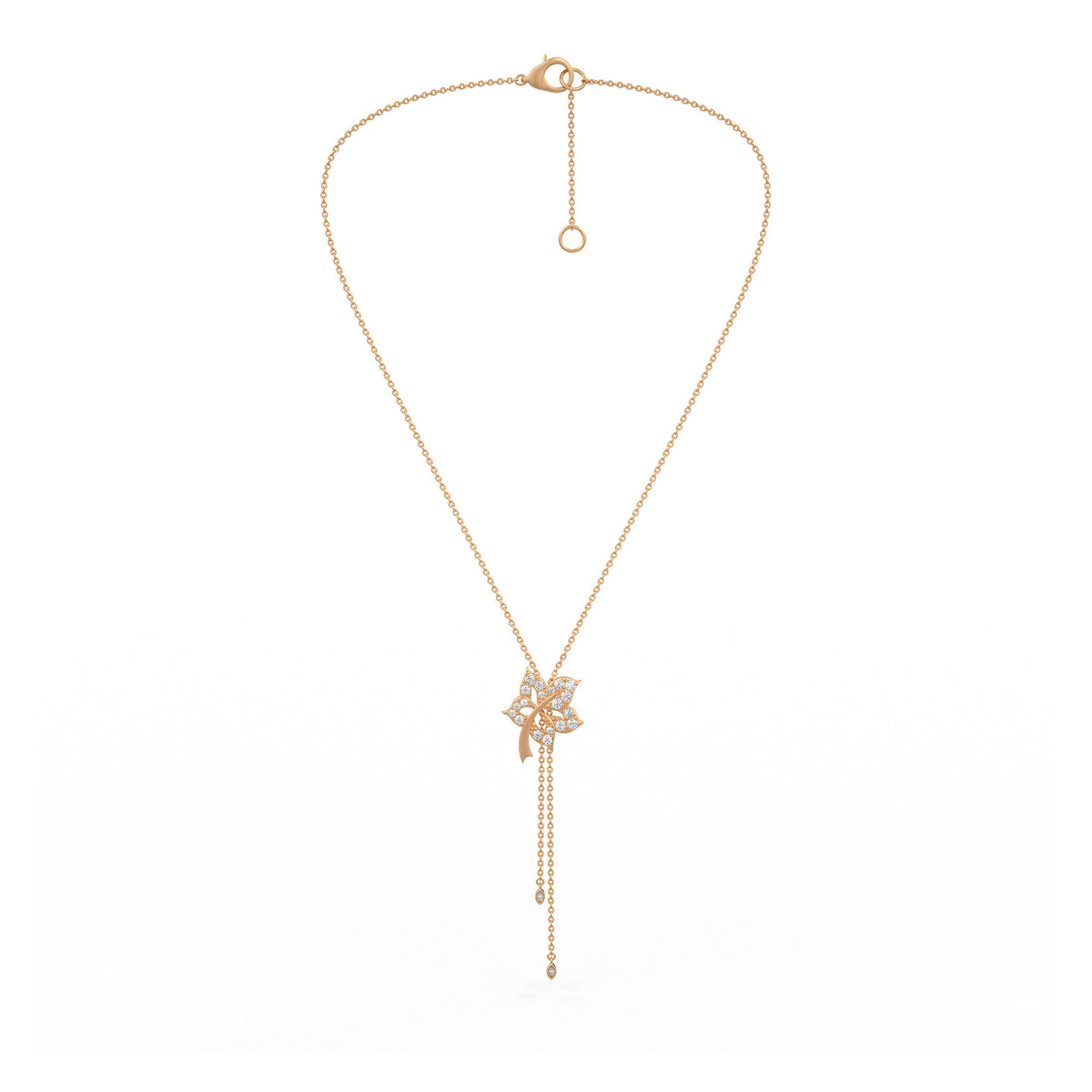 Time Capsule Diamond Flower Lariat Necklace in 18K Rose Gold