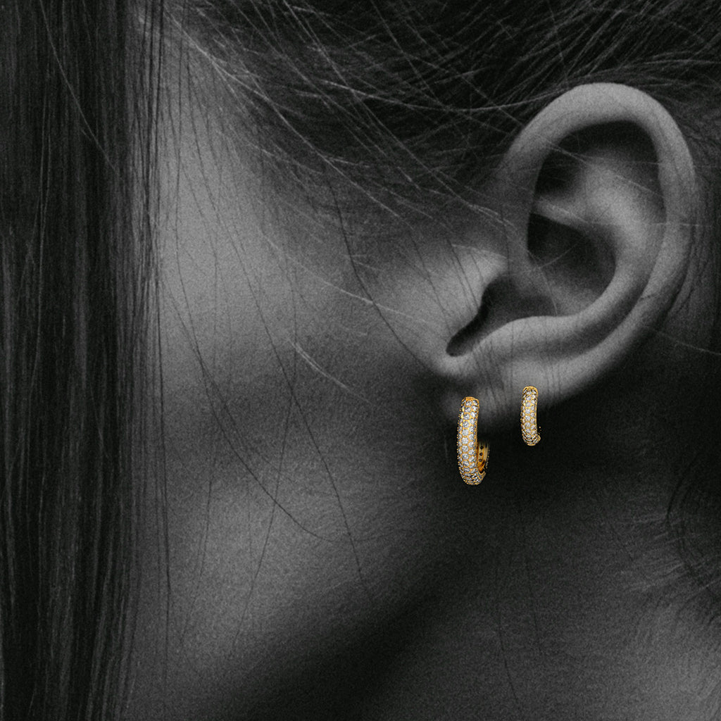 18ct Rose Gold Pavé Set Diamond Hoop Earrings