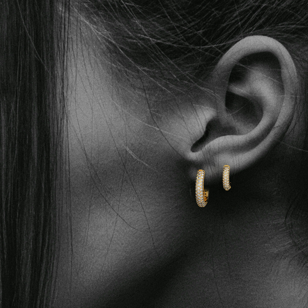 18ct Rose Gold Pavé Set Diamond Hoop Earrings