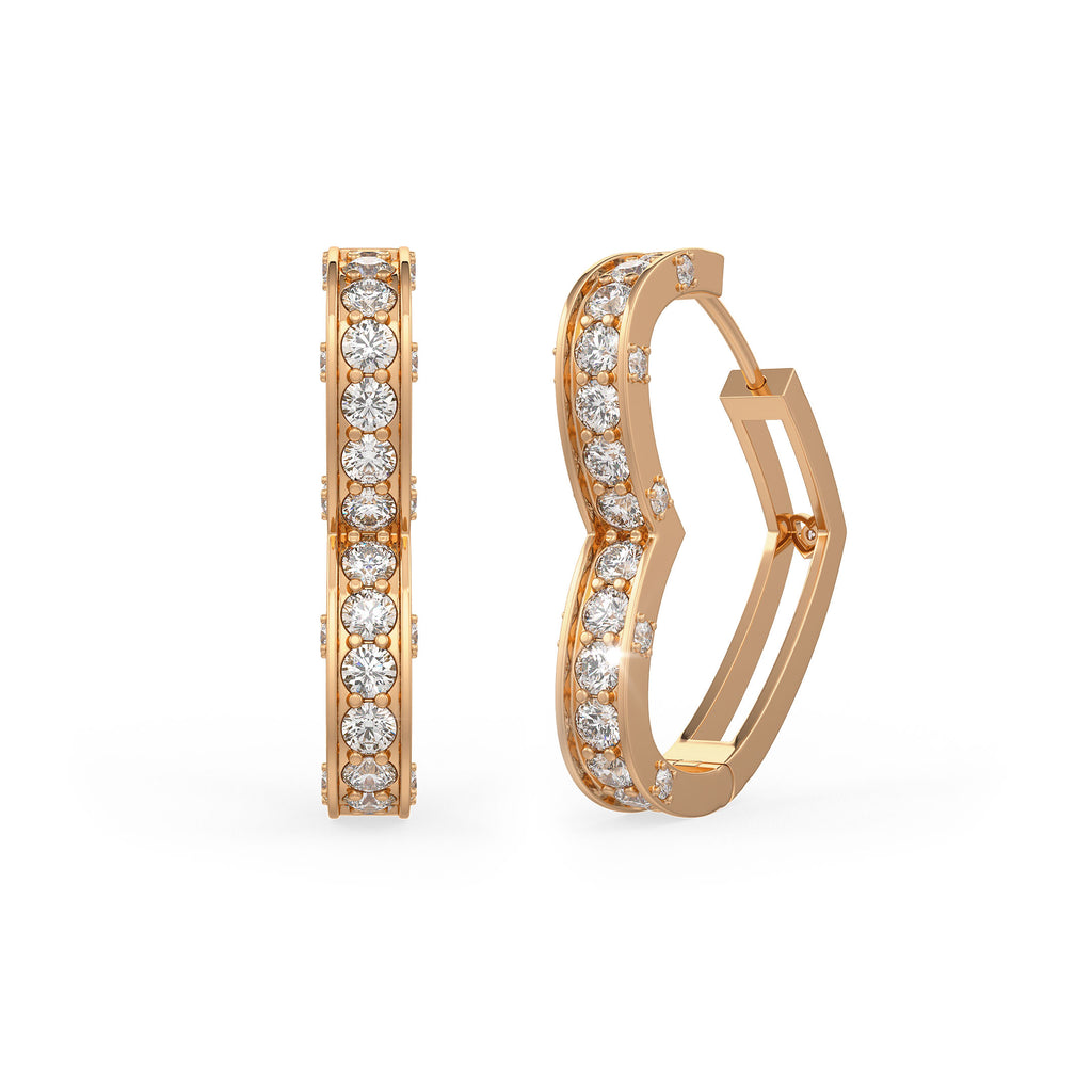 1ct Diamond Heart Earrings Rose Gold
