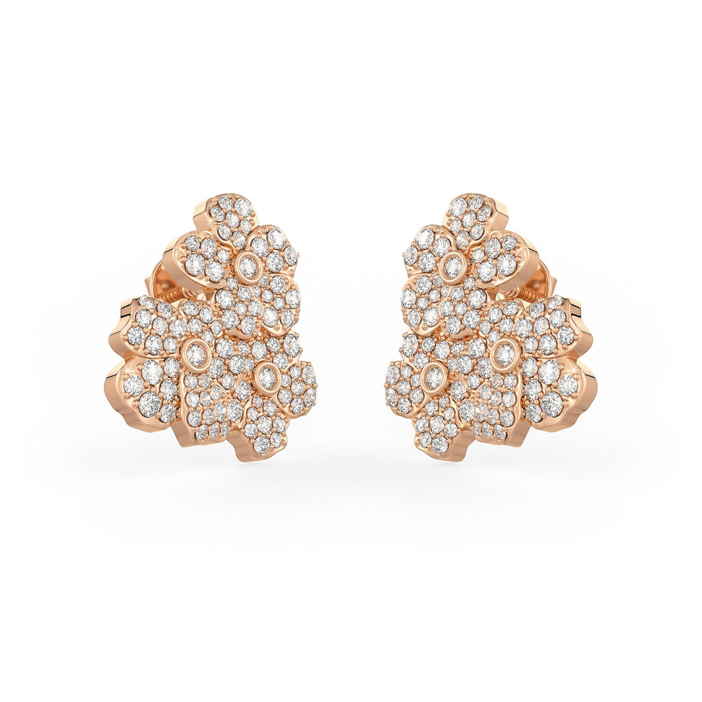 Elegant rose gold earrings with brilliant diamond petals