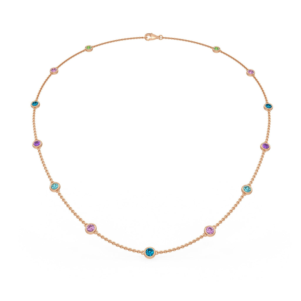 18ct rose gold pink sapphire gemstone necklace