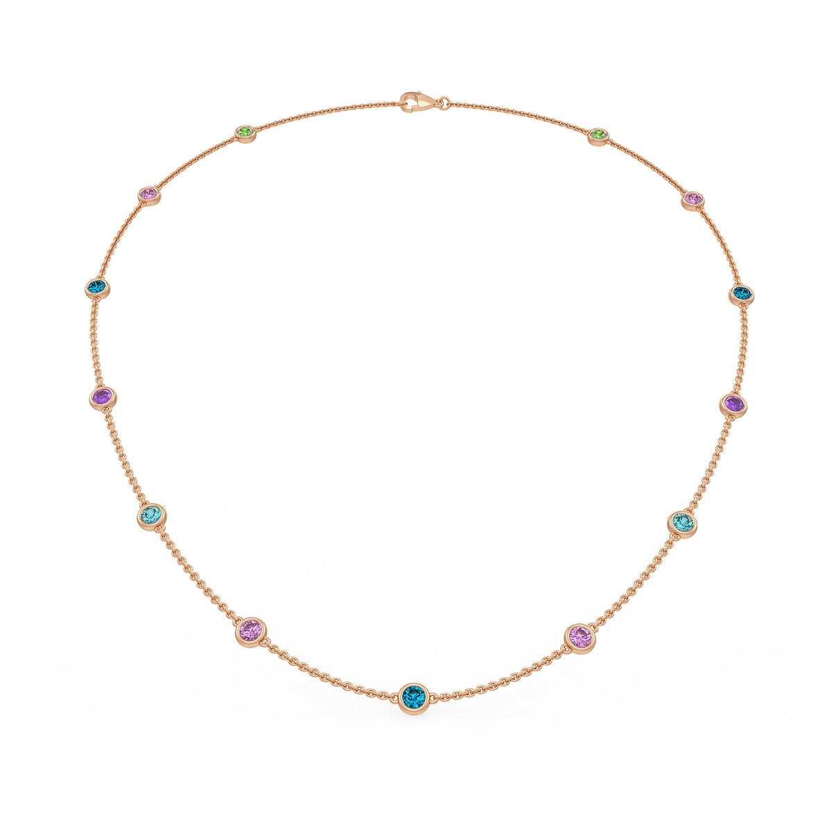 18ct rose gold pink sapphire gemstone necklace