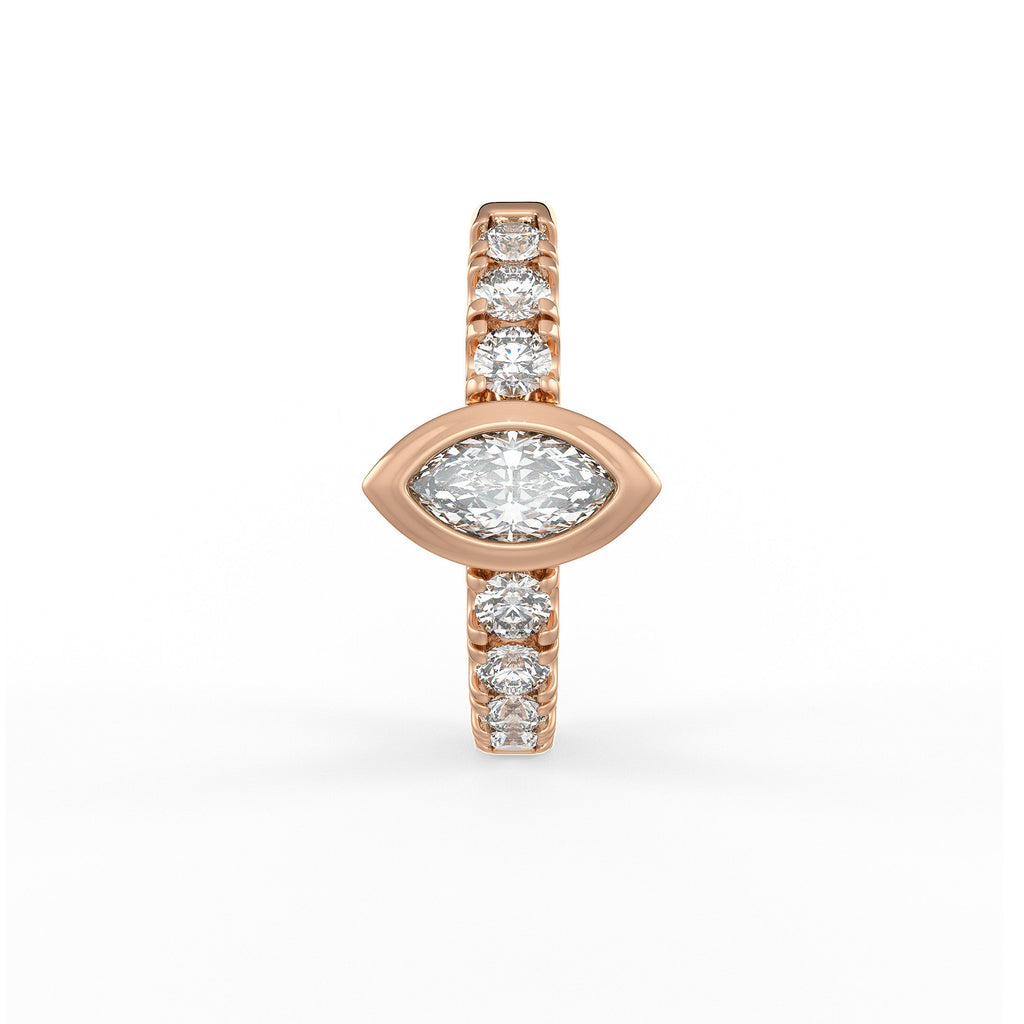 18ct Rose Gold Full Eternity 12mm Diamond Hoop Earrings 0.50ct Marquise solitaire (Singular) Cartilage or Lobe