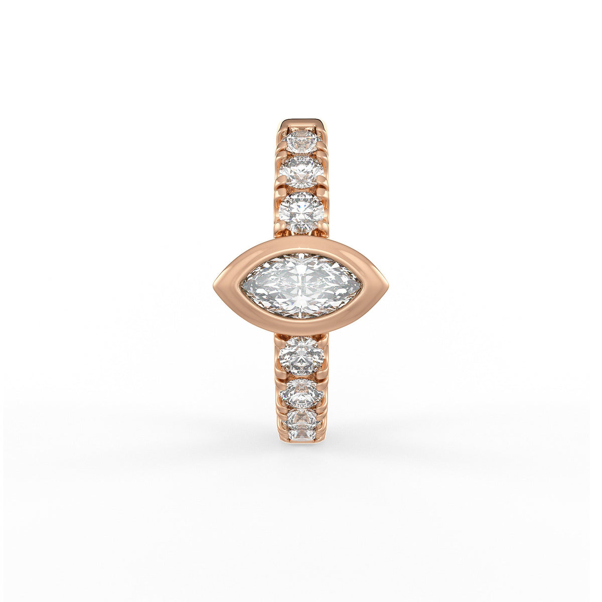18ct Rose Gold Full Eternity 12mm Diamond Hoop Earrings 0.50ct Marquise solitaire (Singular) Cartilage or Lobe