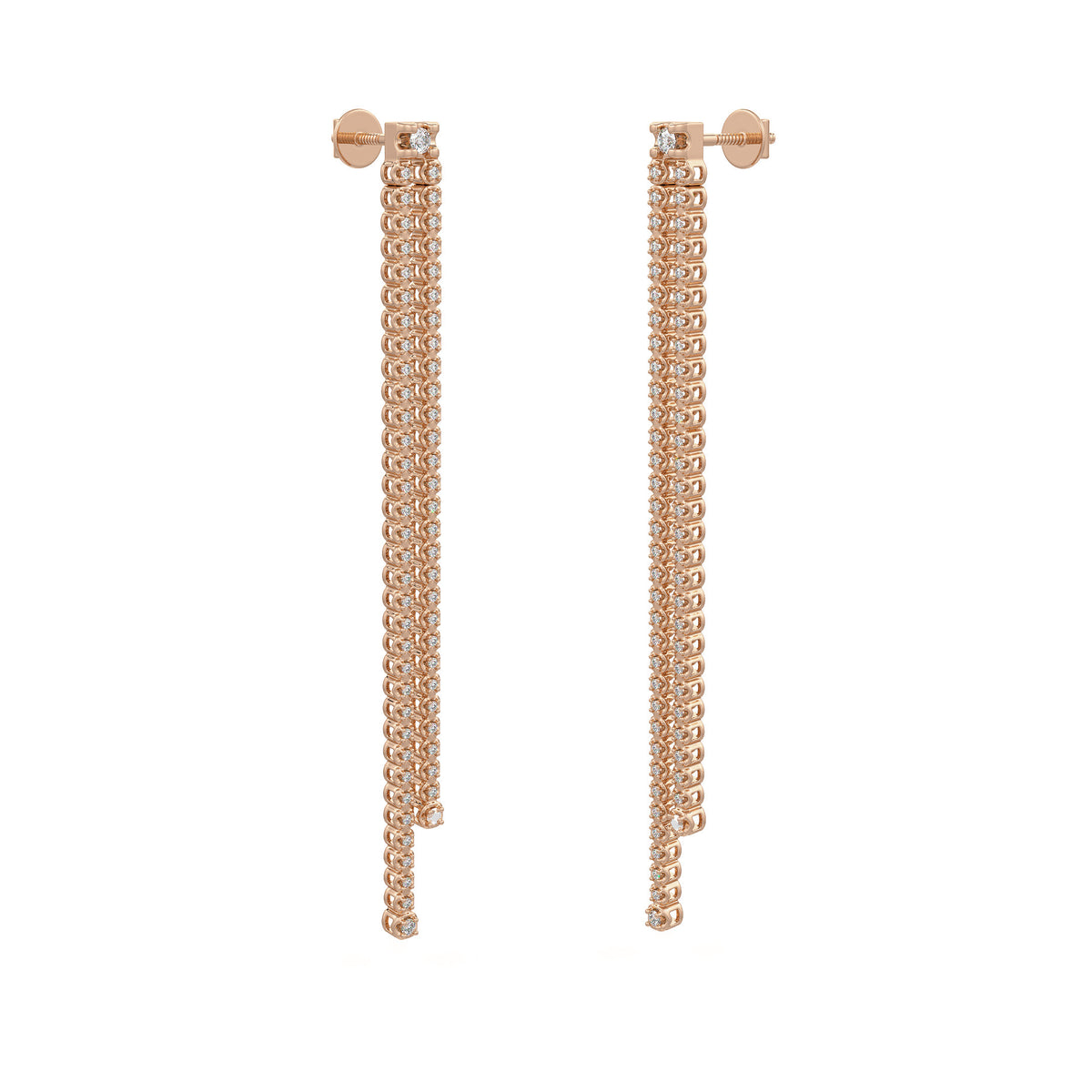 Timeless 0.90ct diamond tennis earrings in rose gold