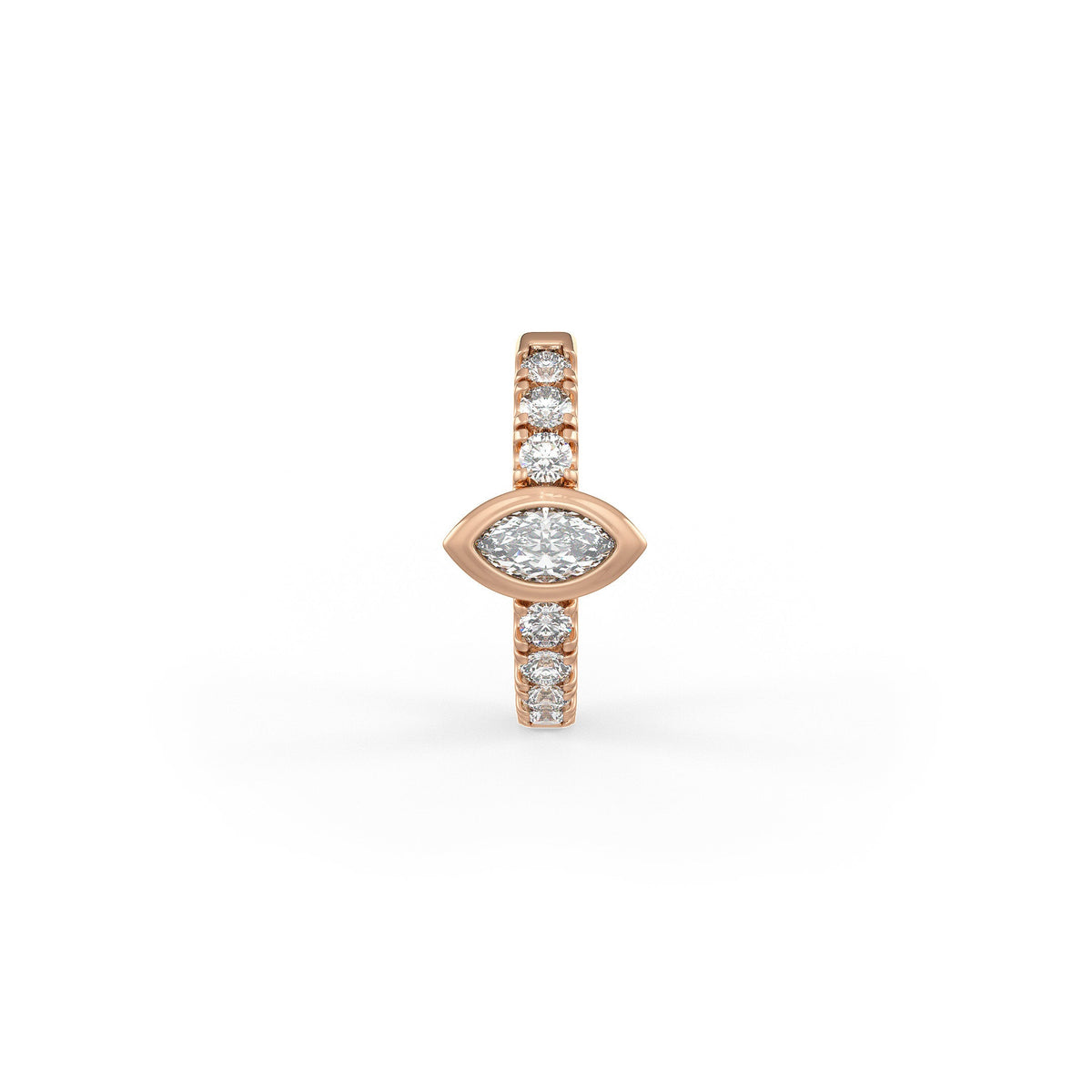 Delicate rose gold diamond hoops featuring a full eternity setting