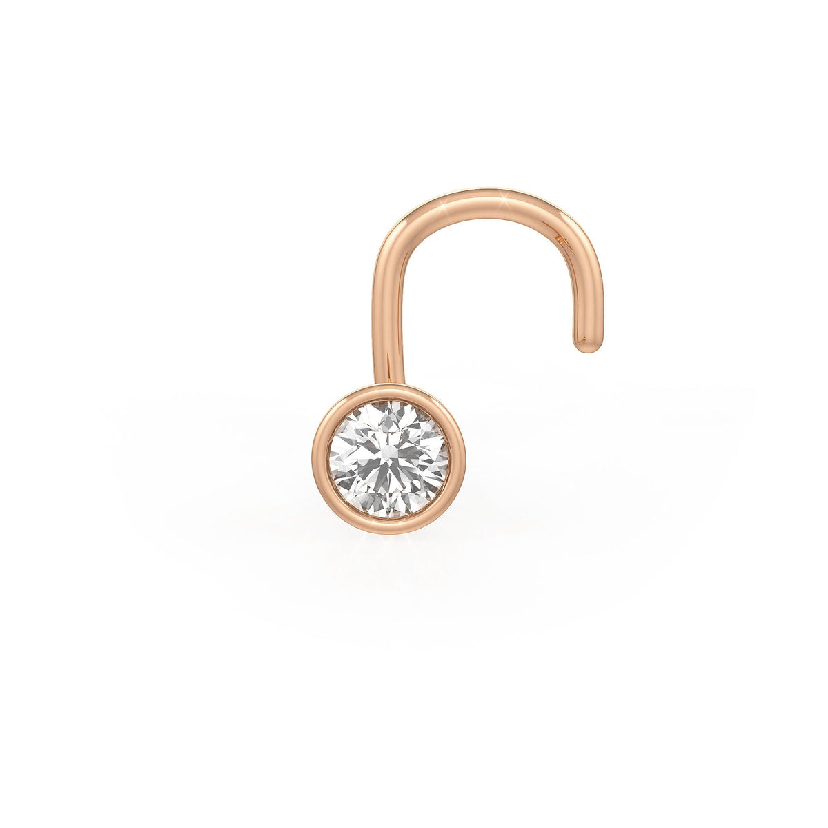 Puce de nez solitaire en diamant serti clos | 0,07 ct VS
