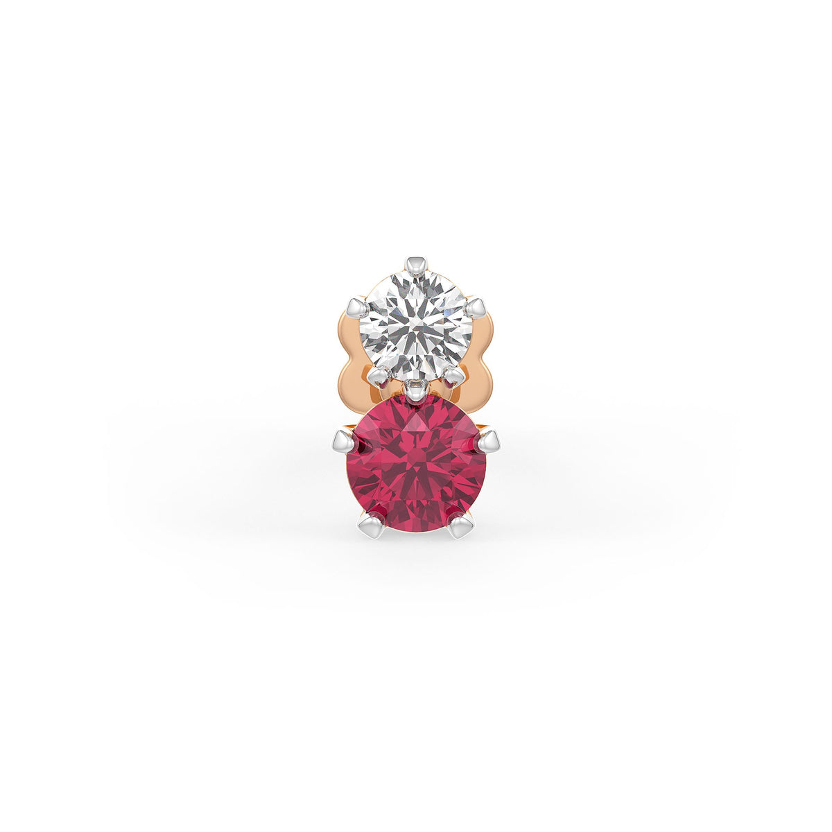 Puce de nez Toi et Moi en diamant | Or jaune 18 carats