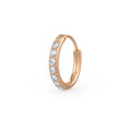 Skinny diamond nose ring hoop in 18ct rose gold front view