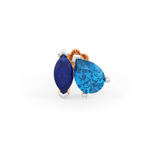 Blue Topaz Sapphire Nose Stud in 18ct Rose Gold Nasal Piercing