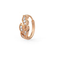 Elegant 18ct rose gold diamond nose hoop with leaf design