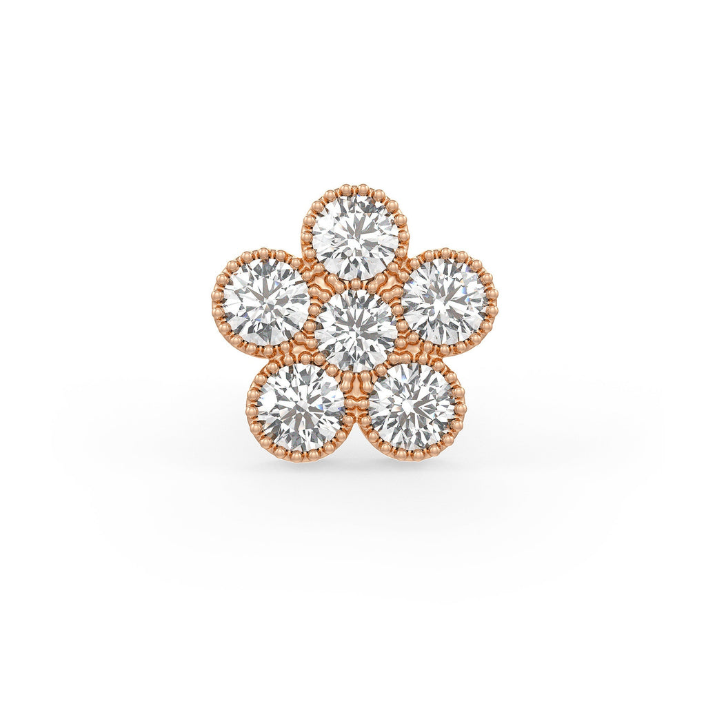 Daisy Flower Diamond Nose Stud 18ct Rose Gold Large 0.33ct