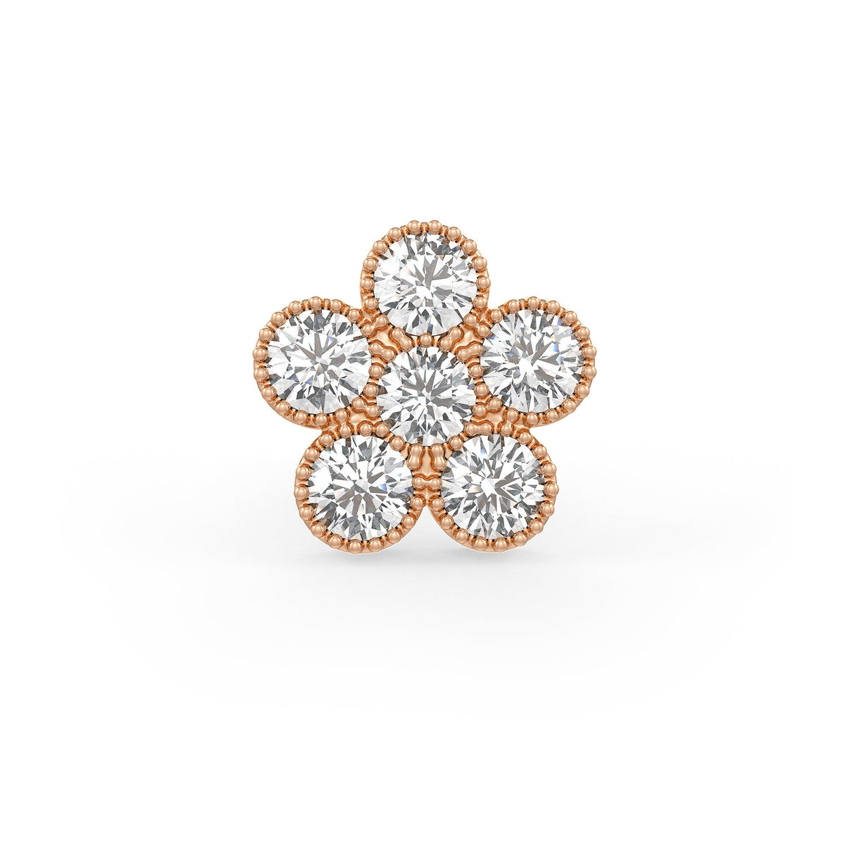 Daisy Flower Diamond Nose Stud 18ct Rose Gold Large 0.33ct