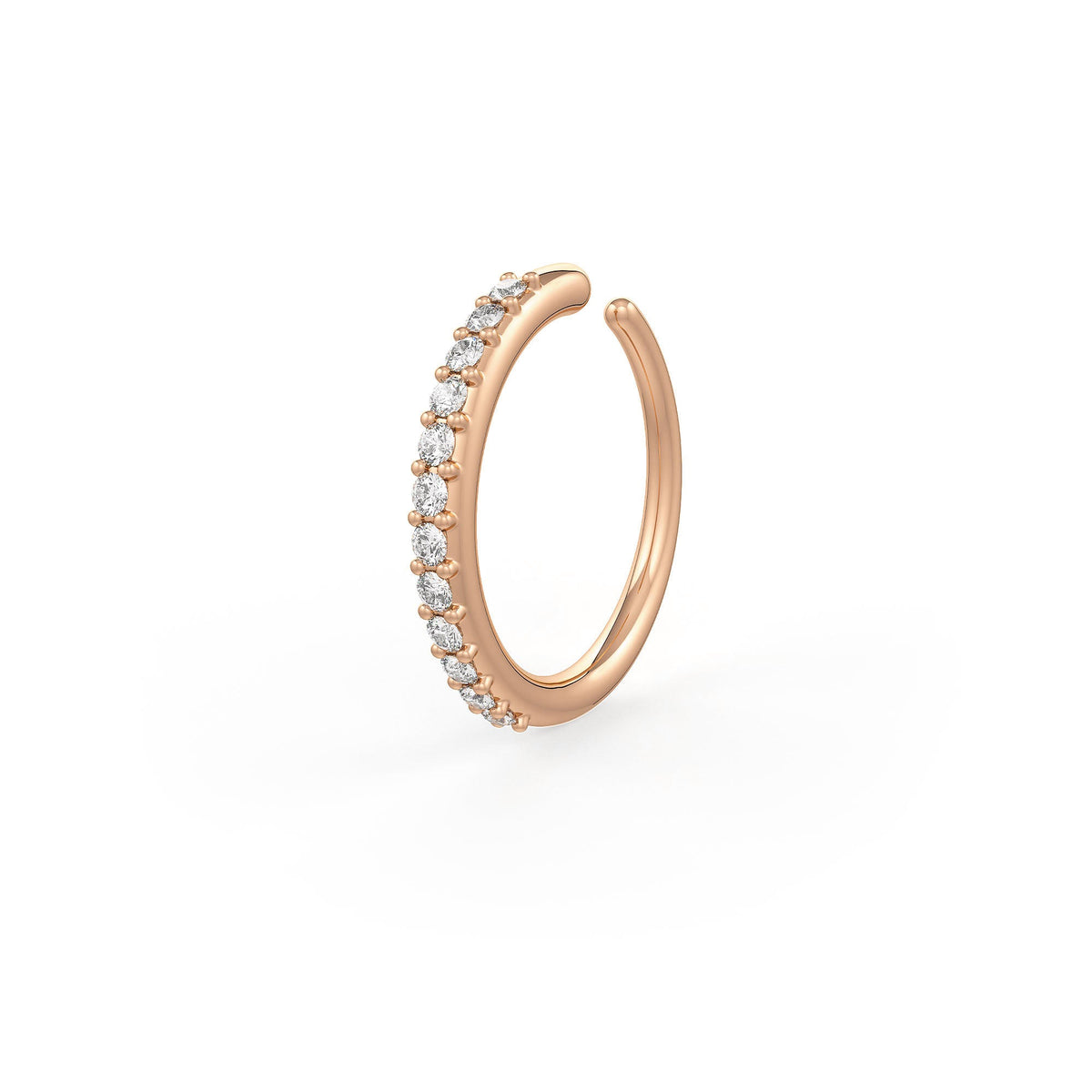 Diamond Skinny Nose Ring Eternity Hoop 18ct Rose Gold