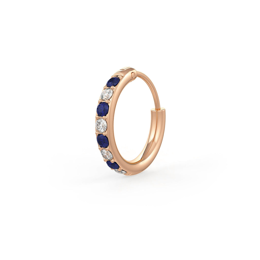 Skinny diamond sapphire nose hoop
