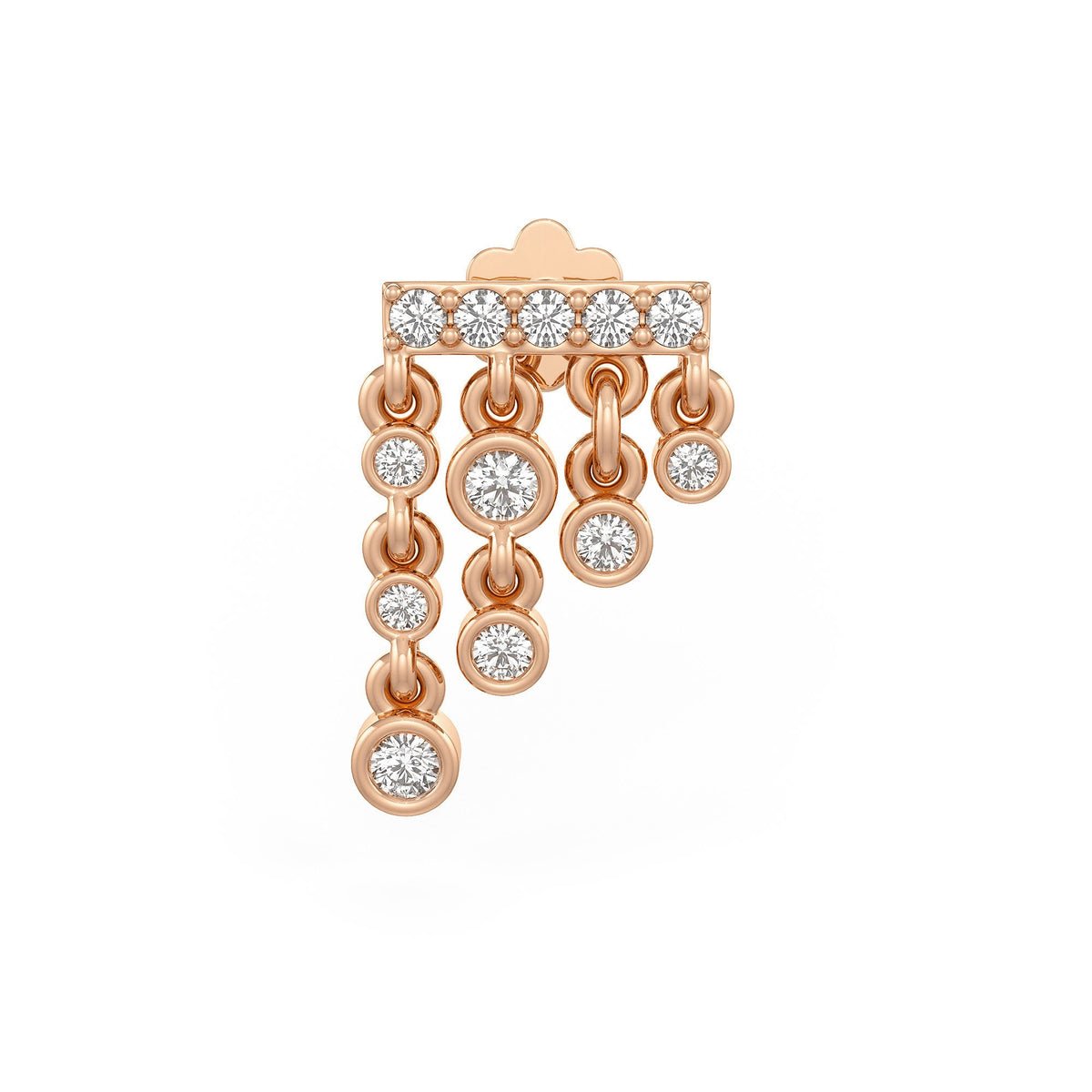 18ct rose gold waterfall diamond cartilage earring with 0.12ct diamond