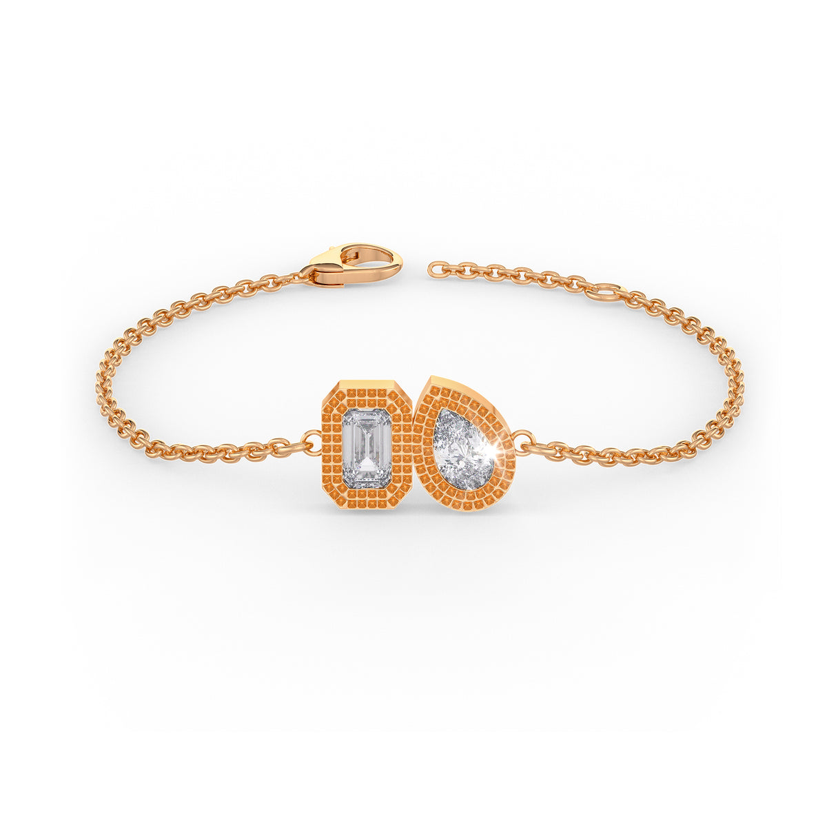 Bracelet Toi Et Moi en or rose 18 carats serti de diamants (0,40 ct).
