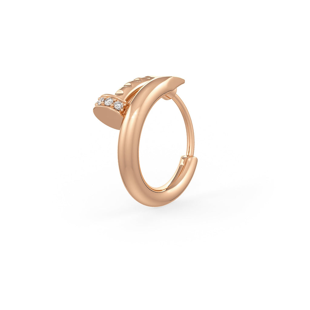 Elegant rose gold nose hoop with sparkling diamond