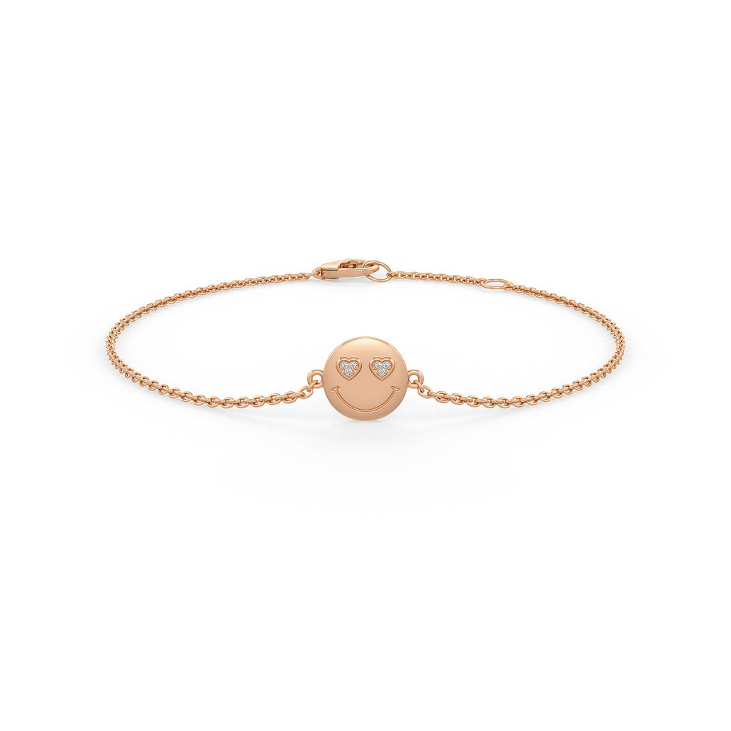 18ct rose gold emoji smiley bracelet