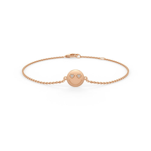 18ct rose gold emoji smiley bracelet